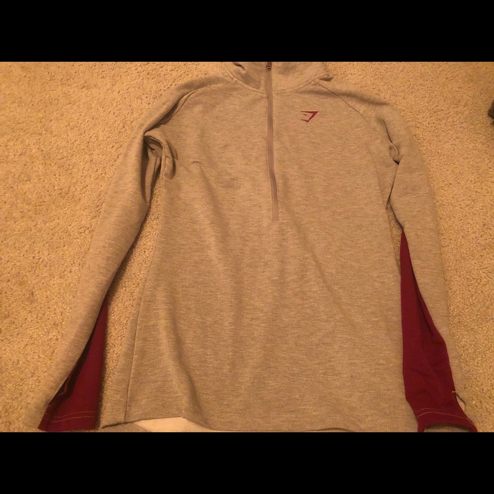 Gymshark grey and pink half zip